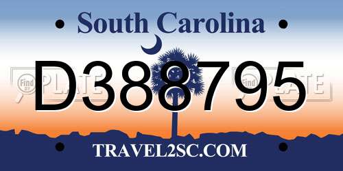 D388795 South Carolina License Plate