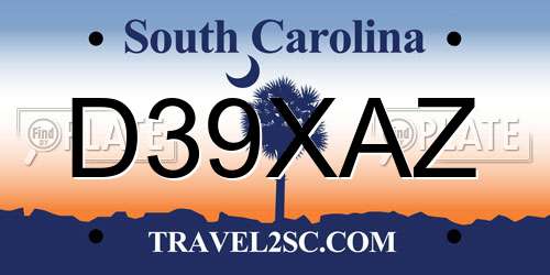 D39XAZ South Carolina License Plate