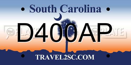 D400AP South Carolina License Plate
