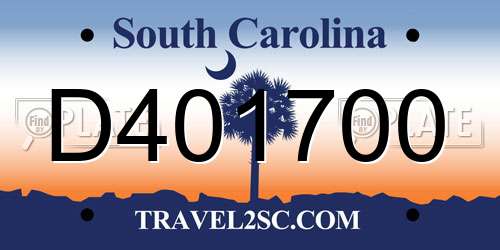 D401700 South Carolina License Plate
