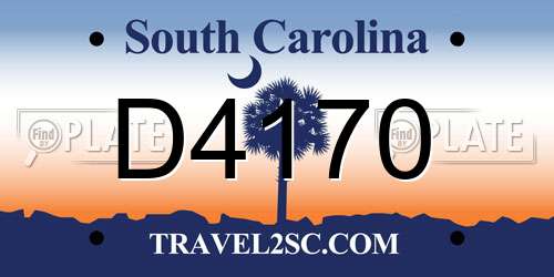 D4170 South Carolina License Plate
