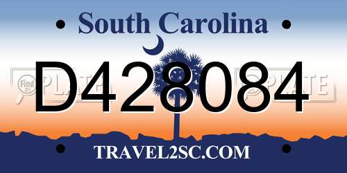D428084 South Carolina License Plate