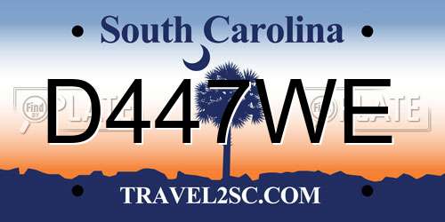 D447WE South Carolina License Plate