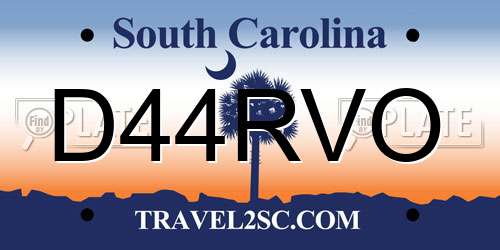 D44RVO South Carolina License Plate
