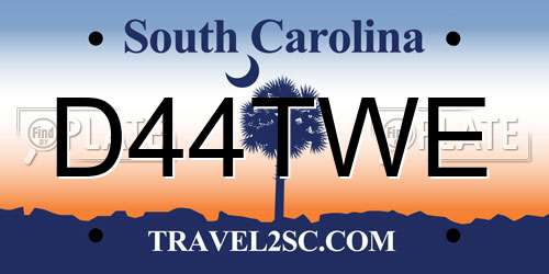D44TWE South Carolina License Plate