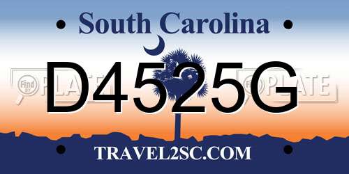 D4525G South Carolina License Plate