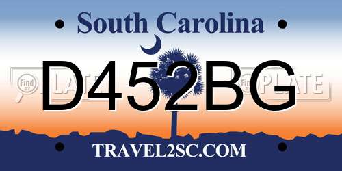 D452BG South Carolina License Plate