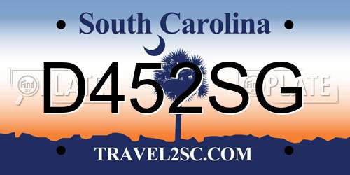 D452SG South Carolina License Plate