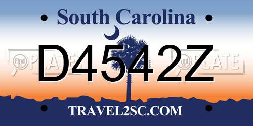 D4542Z South Carolina License Plate