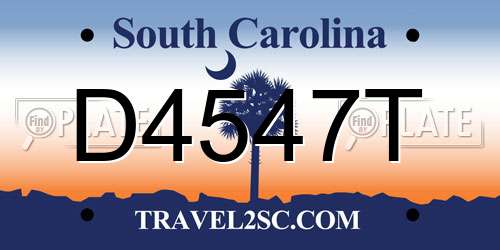 D4547T South Carolina License Plate