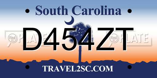 D454ZT South Carolina License Plate