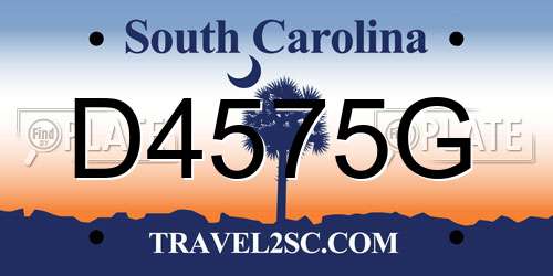 D4575G South Carolina License Plate