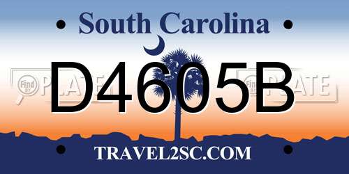 D4605B South Carolina License Plate
