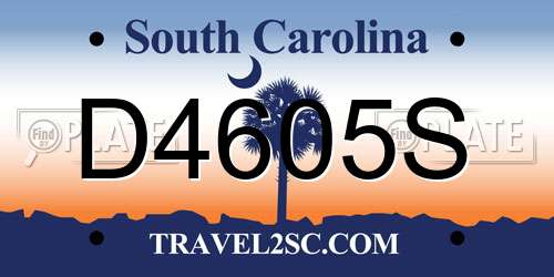 D4605S South Carolina License Plate