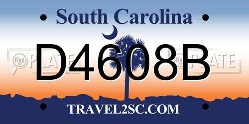 D4608B South Carolina License Plate