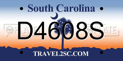 D4608S South Carolina License Plate