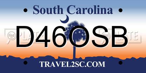 D46OSB South Carolina License Plate
