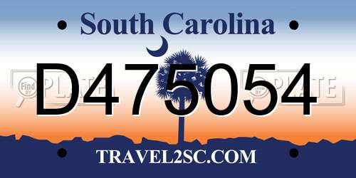 D475054 South Carolina License Plate