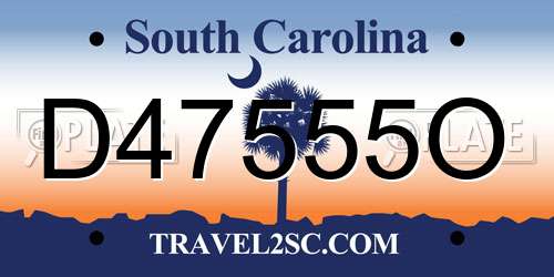 D47555O South Carolina License Plate