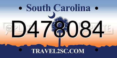 D478084 South Carolina License Plate
