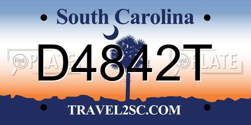 D4842T South Carolina License Plate