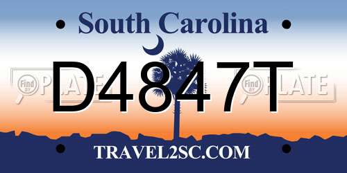 D4847T South Carolina License Plate