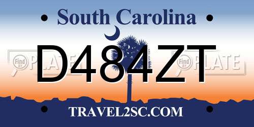 D484ZT South Carolina License Plate