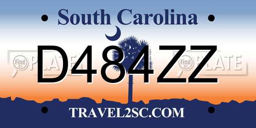 D484ZZ South Carolina License Plate