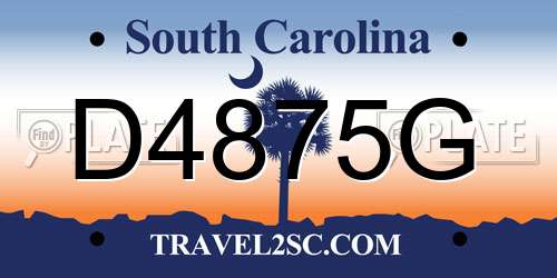 D4875G South Carolina License Plate