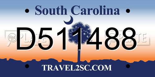 D511488 South Carolina License Plate