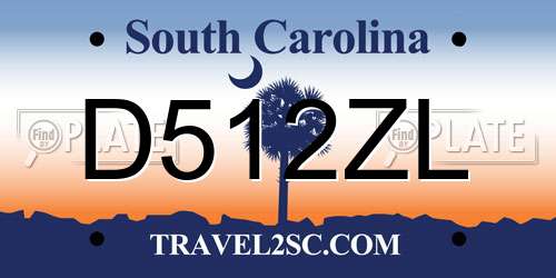 D512ZL South Carolina License Plate