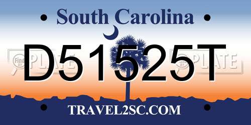 D51525T South Carolina License Plate