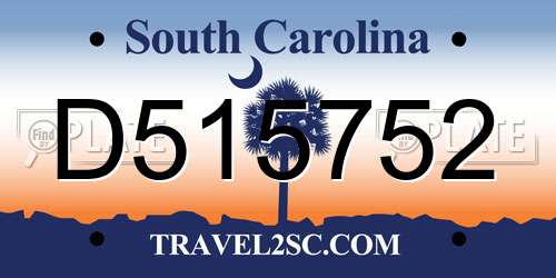 D515752 South Carolina License Plate