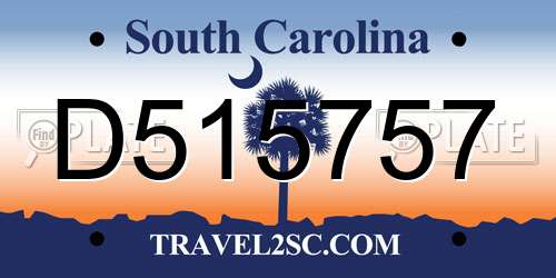 D515757 South Carolina License Plate