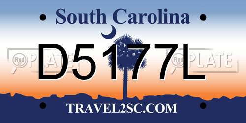 D5177L South Carolina License Plate