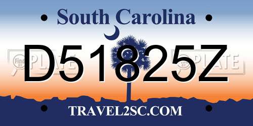 D51825Z South Carolina License Plate