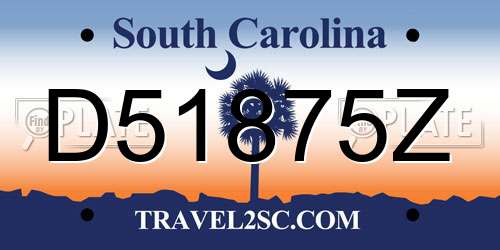 D51875Z South Carolina License Plate