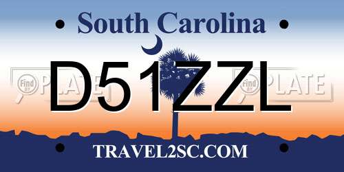 D51ZZL South Carolina License Plate