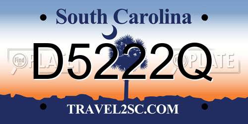 D5222Q South Carolina License Plate