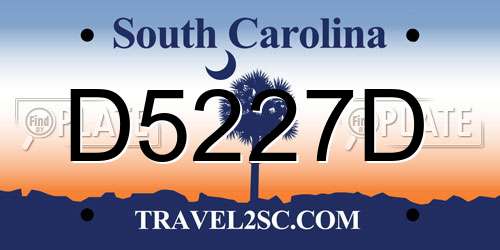 D5227D South Carolina License Plate