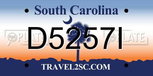 D5257I South Carolina License Plate