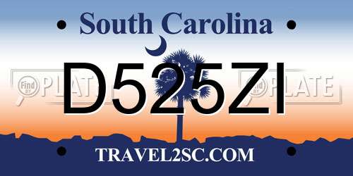 D525ZI South Carolina License Plate