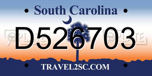 D526703 South Carolina License Plate