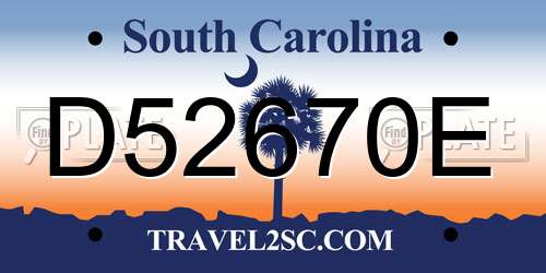 D52670E South Carolina License Plate