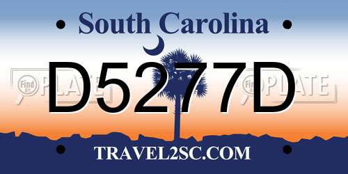 D5277D South Carolina License Plate