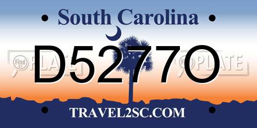 D5277O South Carolina License Plate