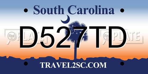 D527TD South Carolina License Plate