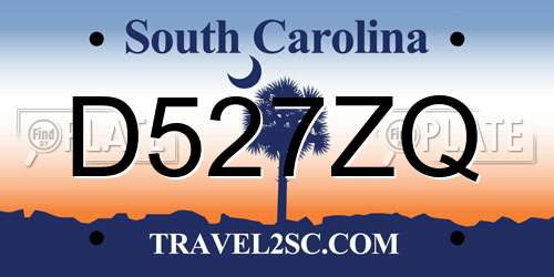 D527ZQ South Carolina License Plate