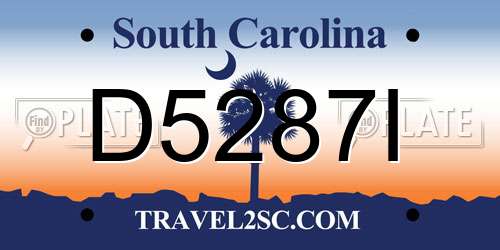 D5287I South Carolina License Plate