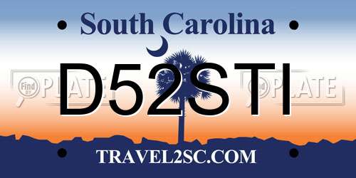 D52STI South Carolina License Plate